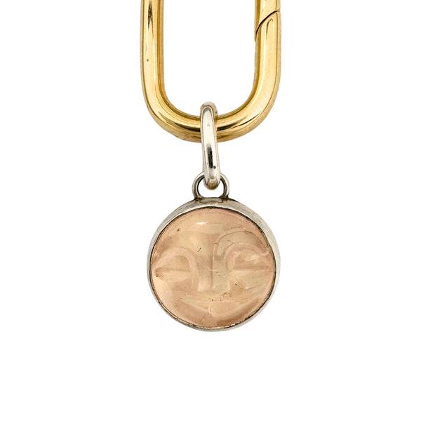 Rose Quartz Moon Face Charm