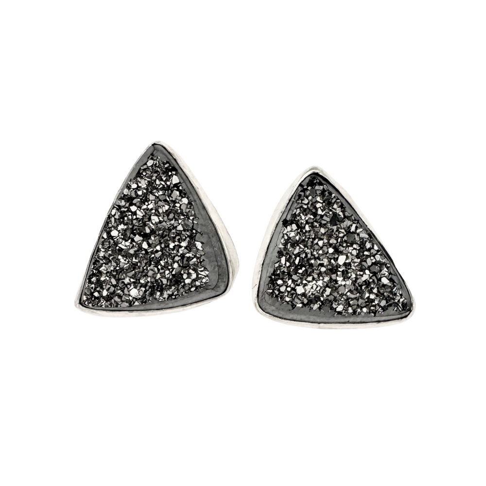 Titanium Coated Triangle Druzy Earrings