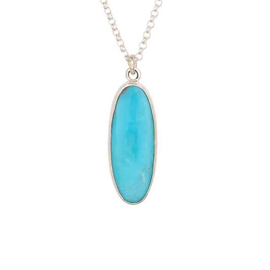Oval Turquoise Pendant with Feather