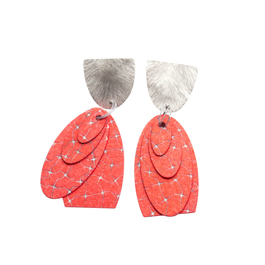 Printmaker’s Earrings - watermelon/white