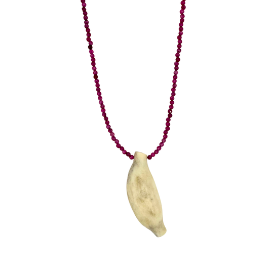 Carved Hollow Form Necklace Rubys