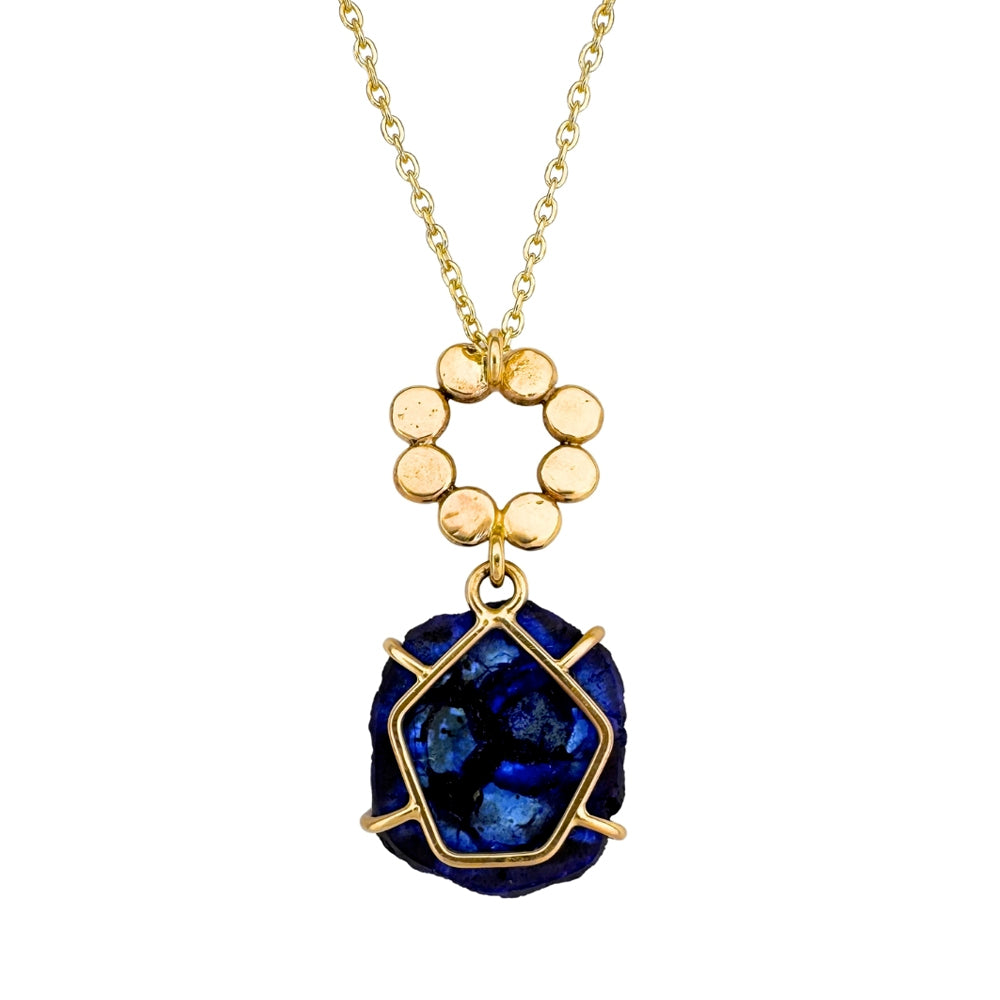 Azurite Geode and Floret Pendant