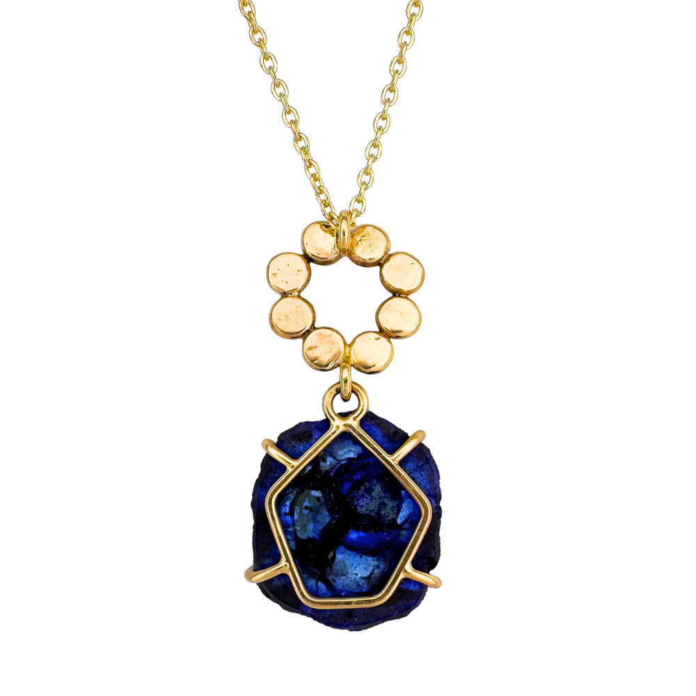 Azurite Geode and Floret Pendant
