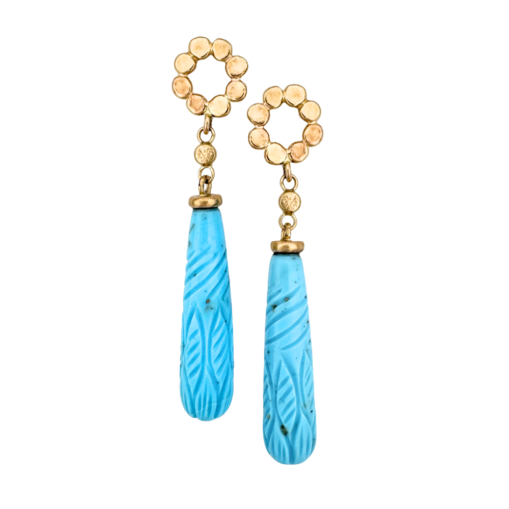 Turquoise Teardrop and Floret Posts