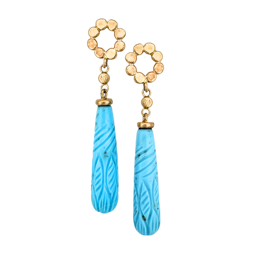 Turquoise Teardrop and Floret Posts