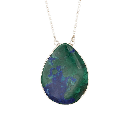 Teardrop Azurite Malachite Pendant with Sprout