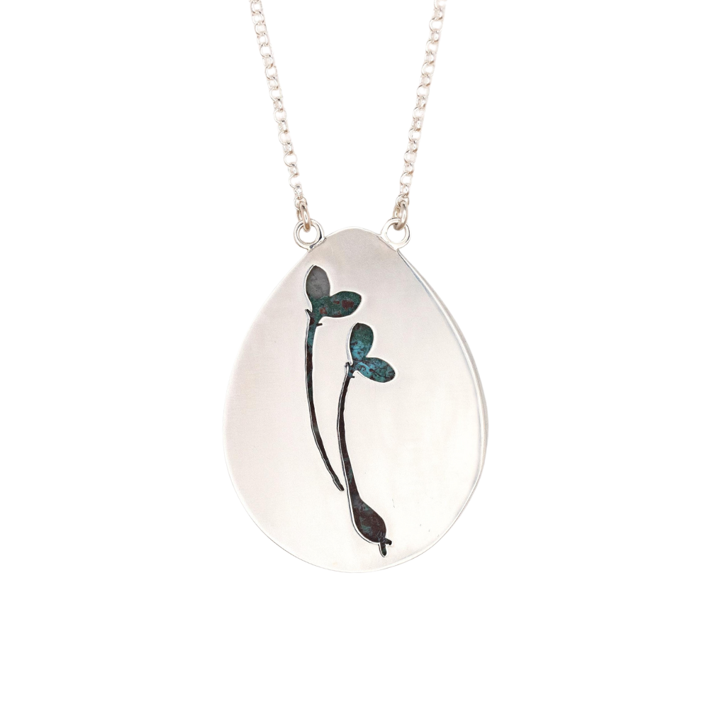 Teardrop Azurite Malachite Pendant with Sprout
