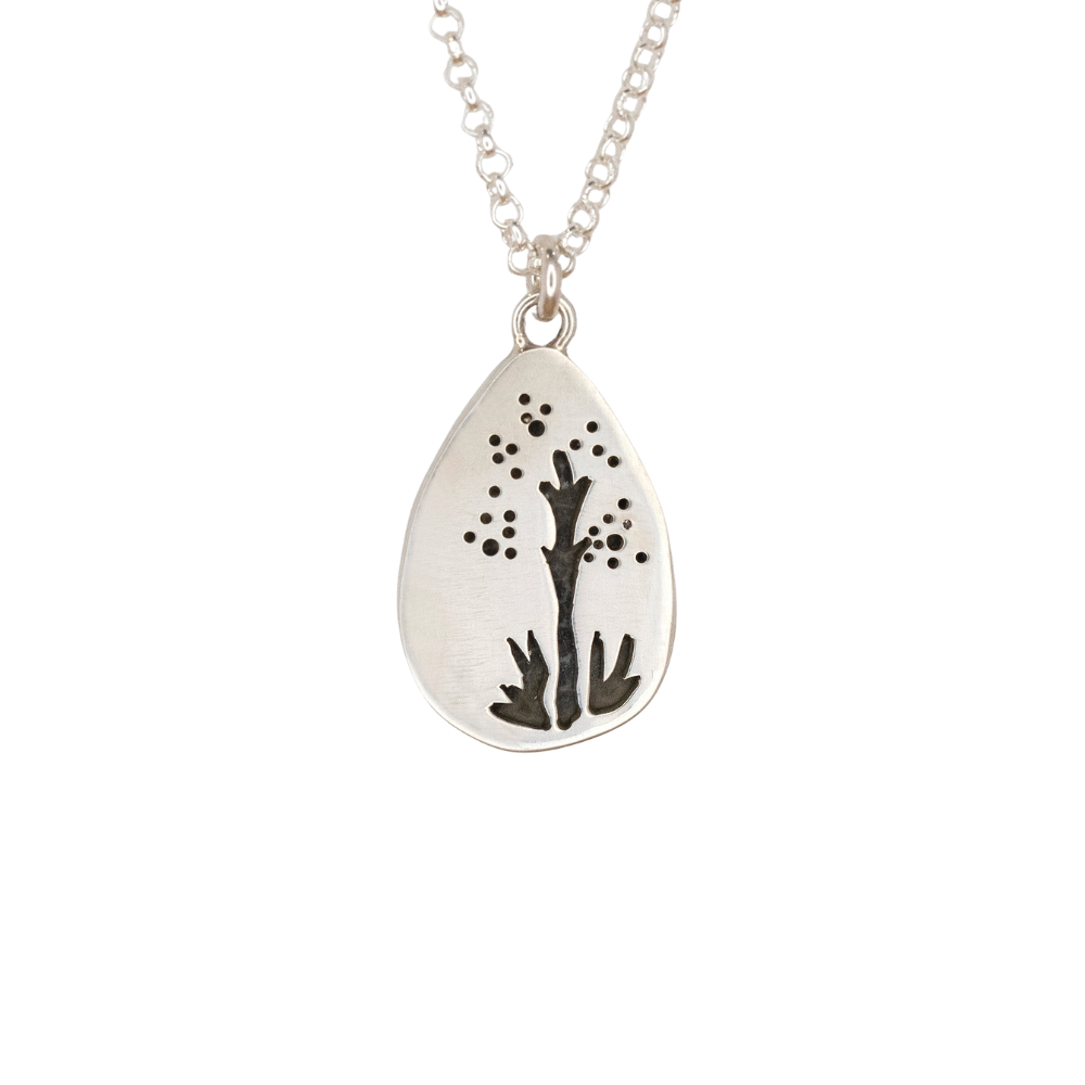 Teardrop Poppy Jasper Pendant with Plant