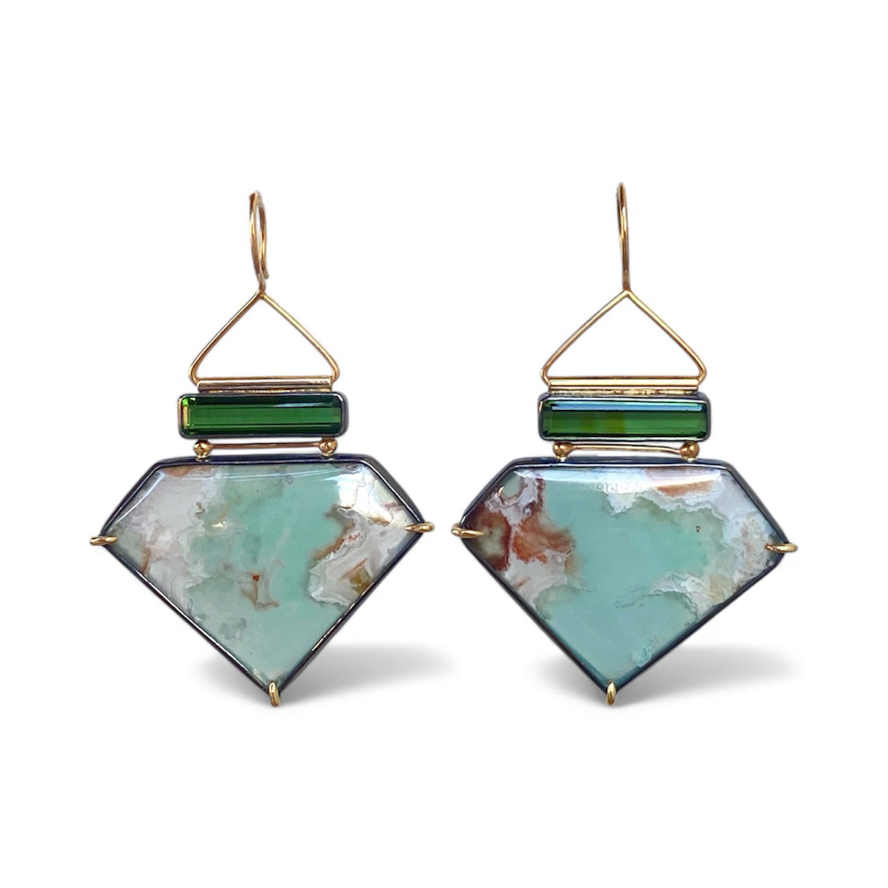 Aquaprase Earrings with Green Tourmaline
