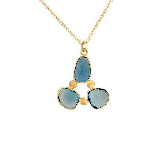 14kt Gold Trio London Blue Topaz Necklace