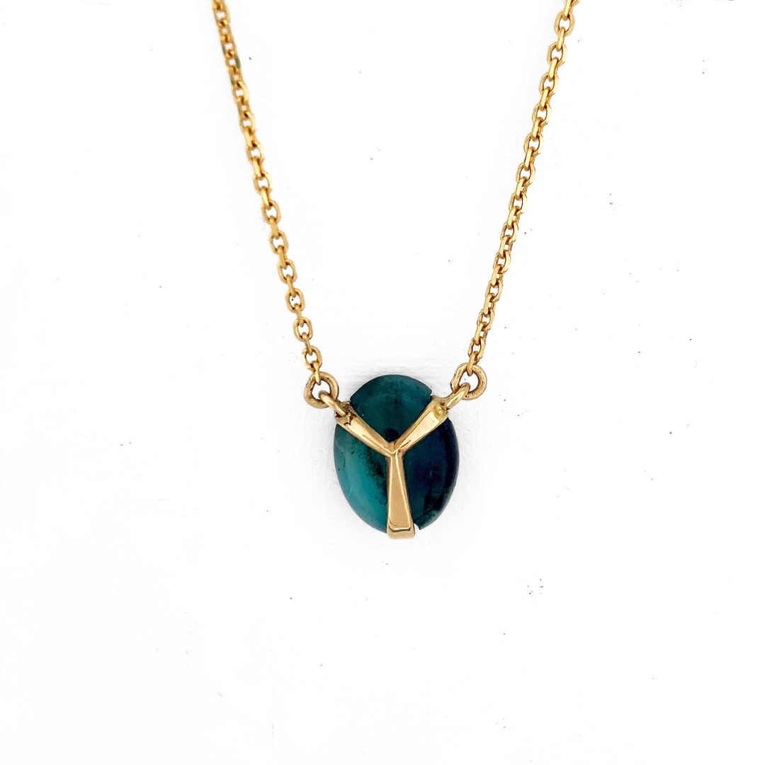 Lucky Scarab Pendant in 14k Gold and Emerald