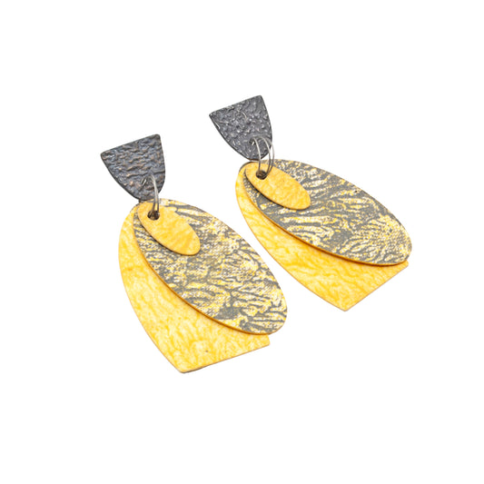 Printmaker’s Earrings - yellow/grey