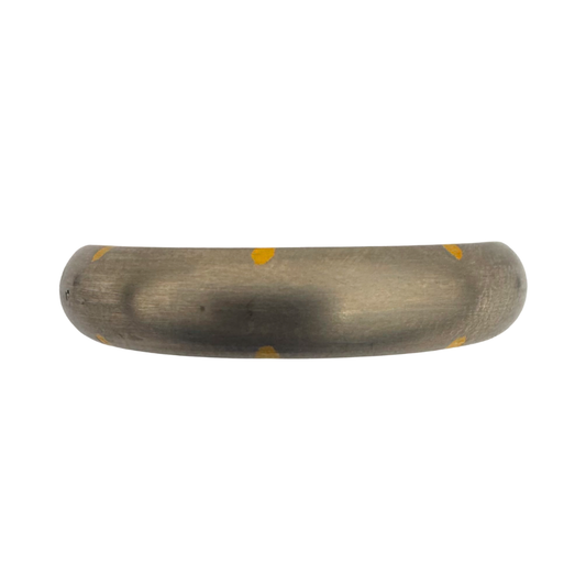 Natural colored titanium band with 24K gold cross rivets
