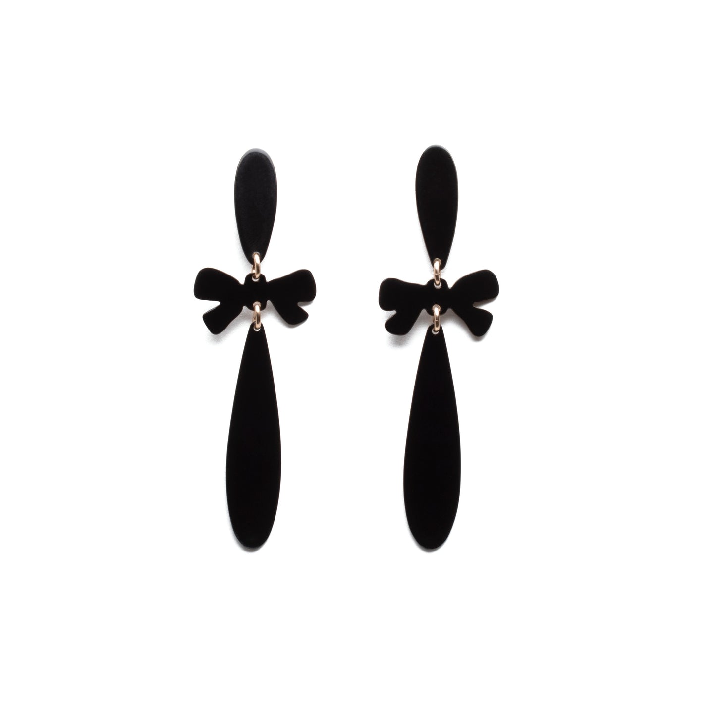 2pc Simple Drops with Bows – Black