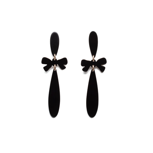 2pc Simple Drops with Bows – Black