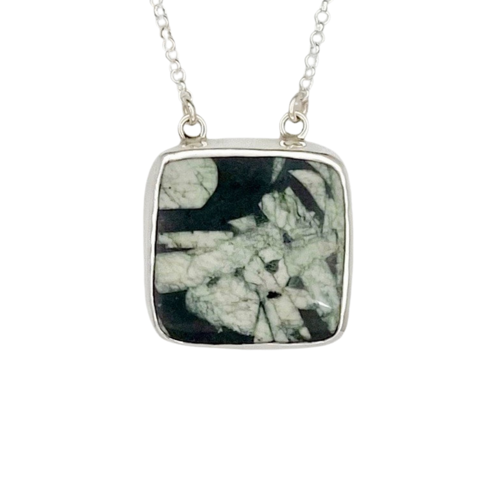 Square Chinese Writing Stone Pendant with Bamboo #2
