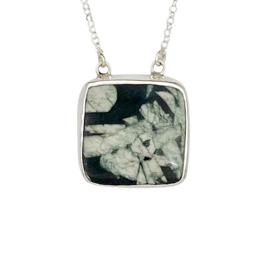 Square Chinese Writing Stone Pendant with Bamboo #2