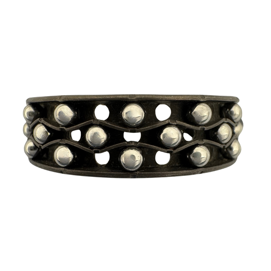 Titanium 3-channel perforated band, punch-worked with 2mm stainless steel balls