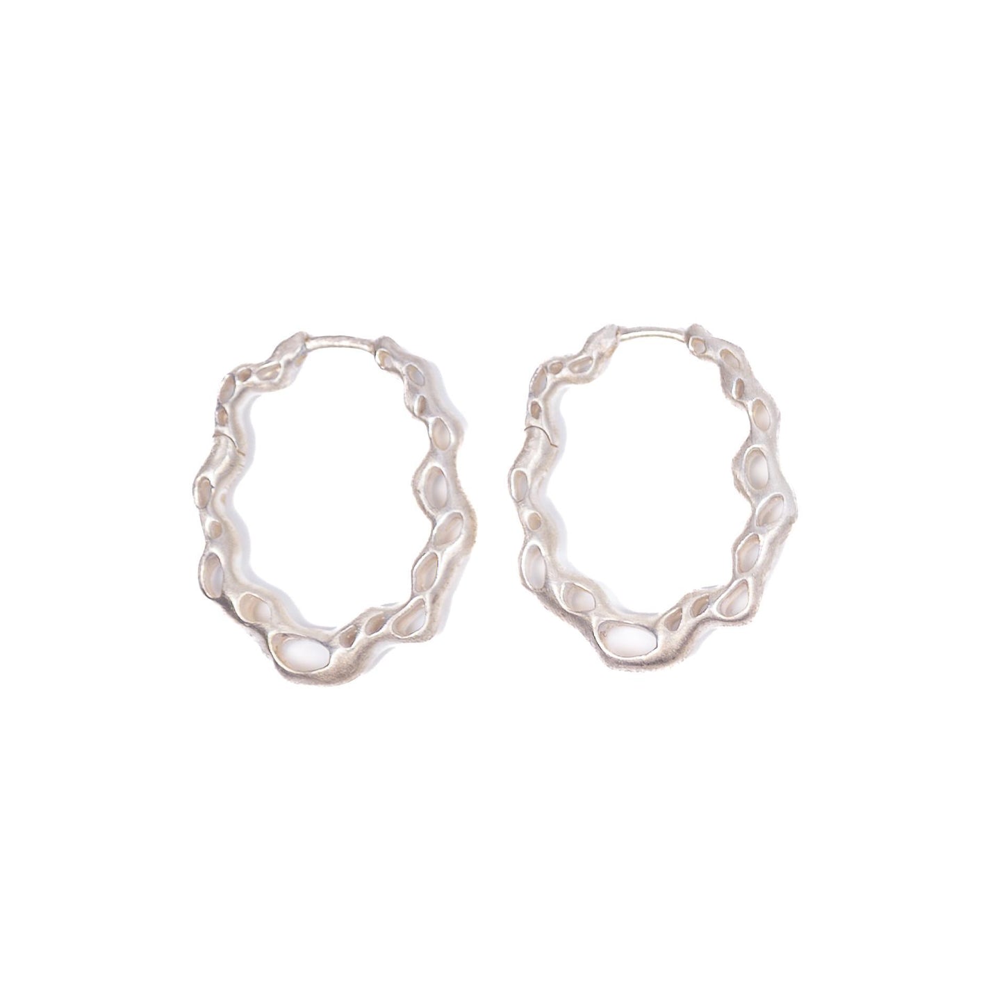 Atoll Hoops in Sterling Silver Bone Dry (Satin Matte Finish)