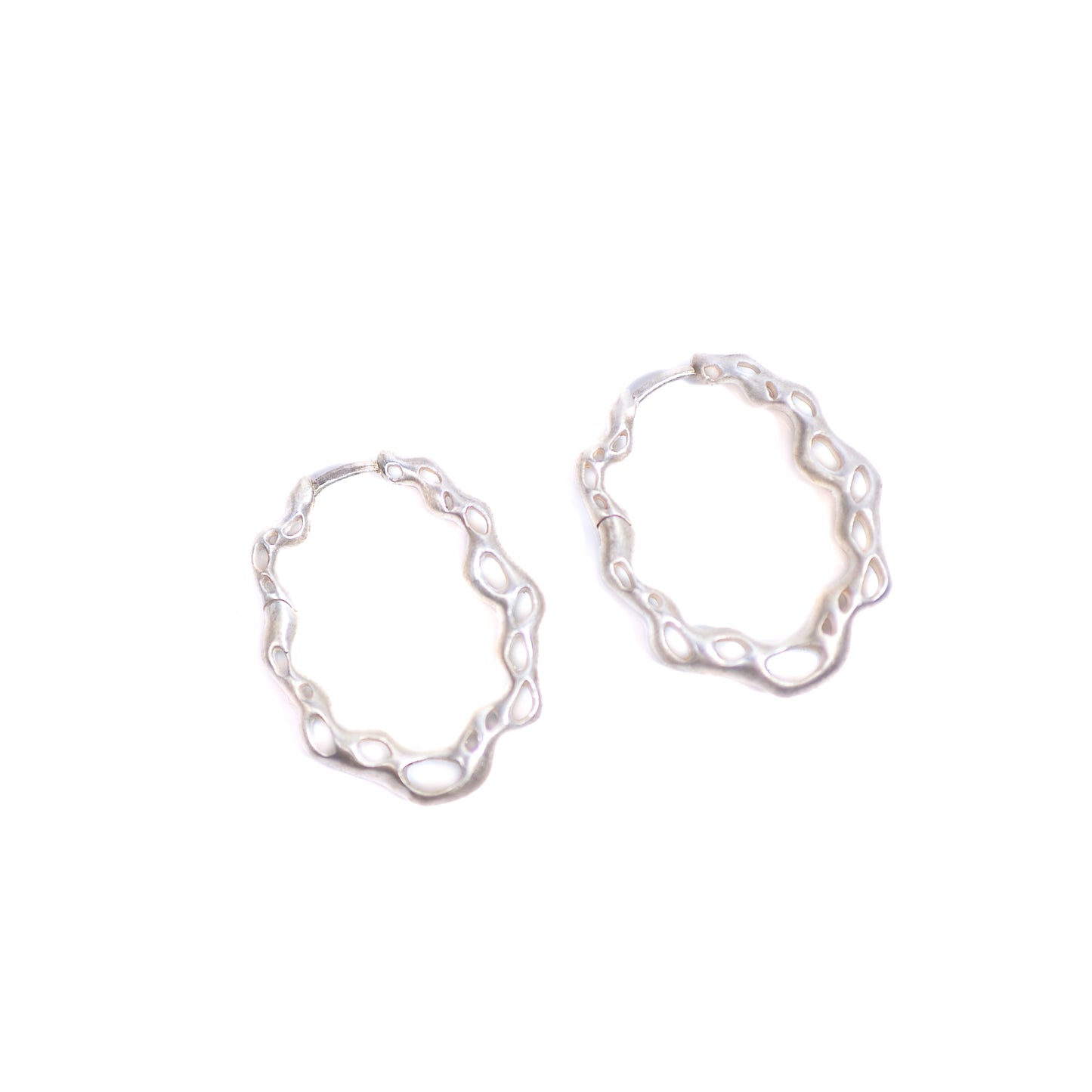 Atoll Hoops in Sterling Silver Bone Dry (Satin Matte Finish)