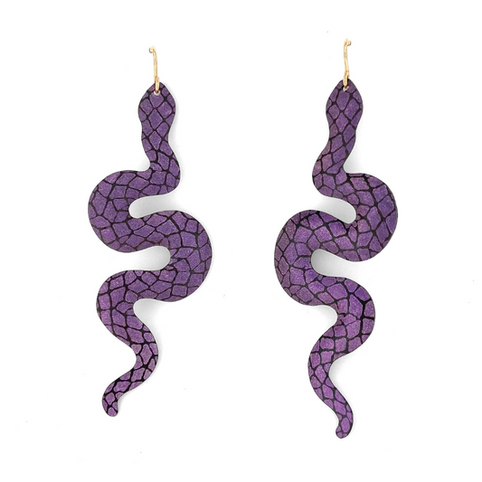 Purple Snakebite Earrings Dangles