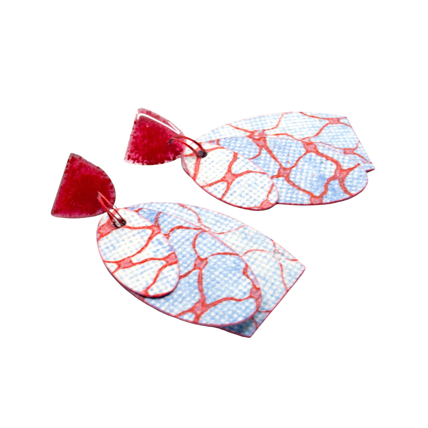 Printmaker’s Earrings - red/blue