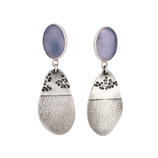 Silver and Chalcedony  Silver Landscape Earrings 10