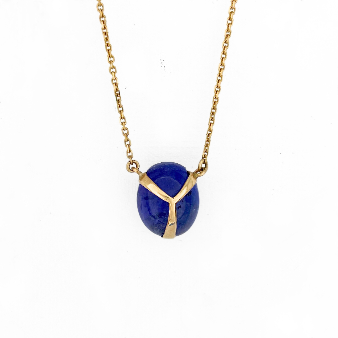 Lucky Scarab Pendant in 14k Gold and Tanzanite