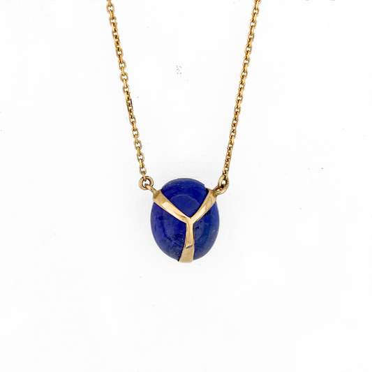 Lucky Scarab Pendant in 14k Gold and Tanzanite