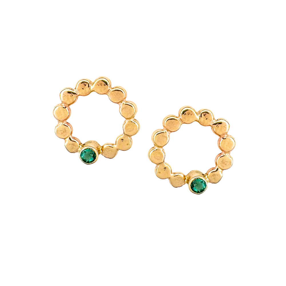 Tiny Thin Floret Posts with Emeralds