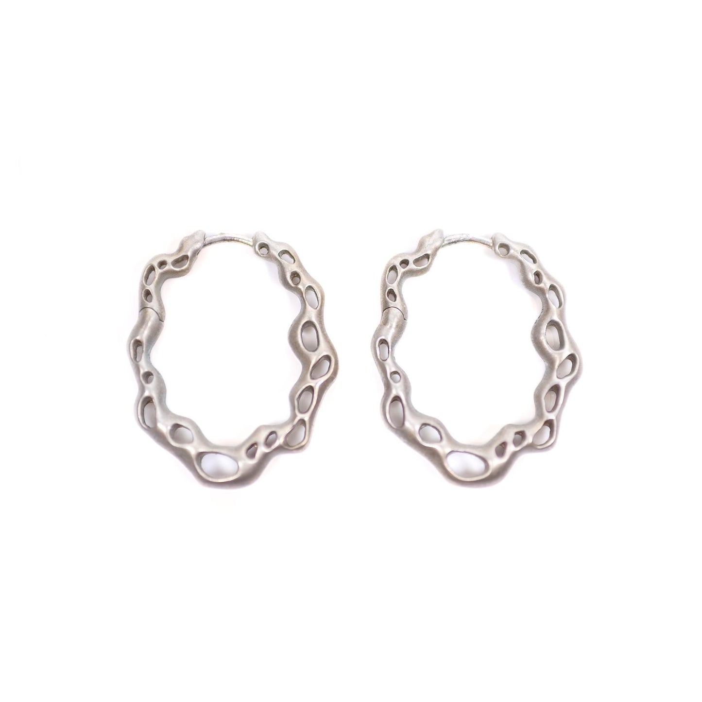 Atoll Hoops in Sterling Silver Dark Sand (Satin Matte Finish)