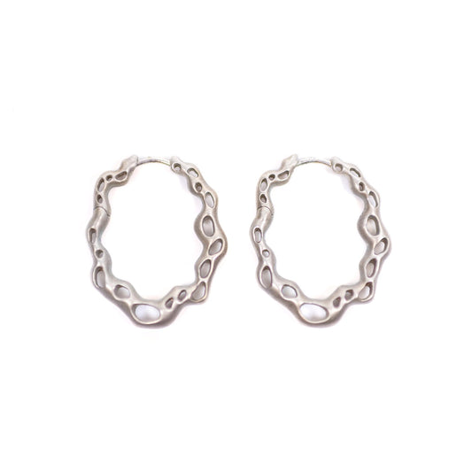 Atoll Hoops in Sterling Silver Dark Sand (Satin Matte Finish)
