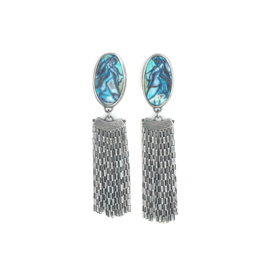 Indonesian Opalized Wood Fossil Fringe Earrings