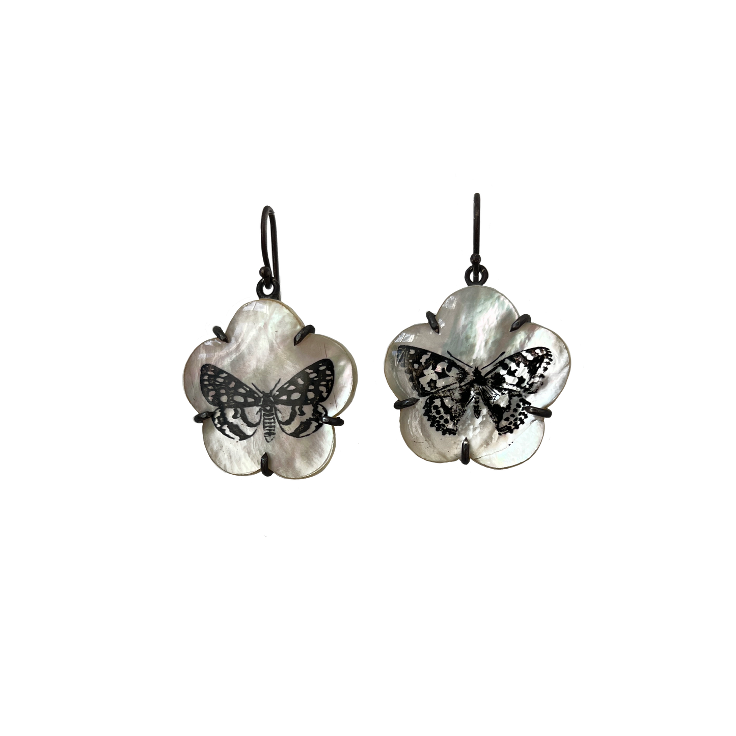 butterflies on flowers studs