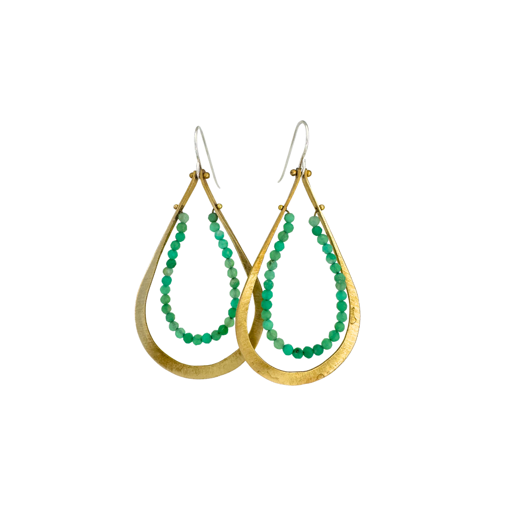 Chrysoprase Teardrop Hoop Earrings