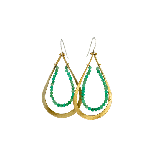 Chrysoprase Teardrop Hoop Earrings