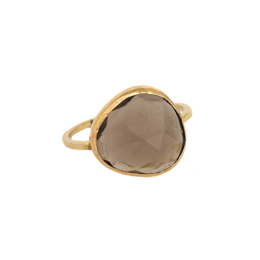 14kt Yellow Gold Rose Cut Sun Quartz Ring