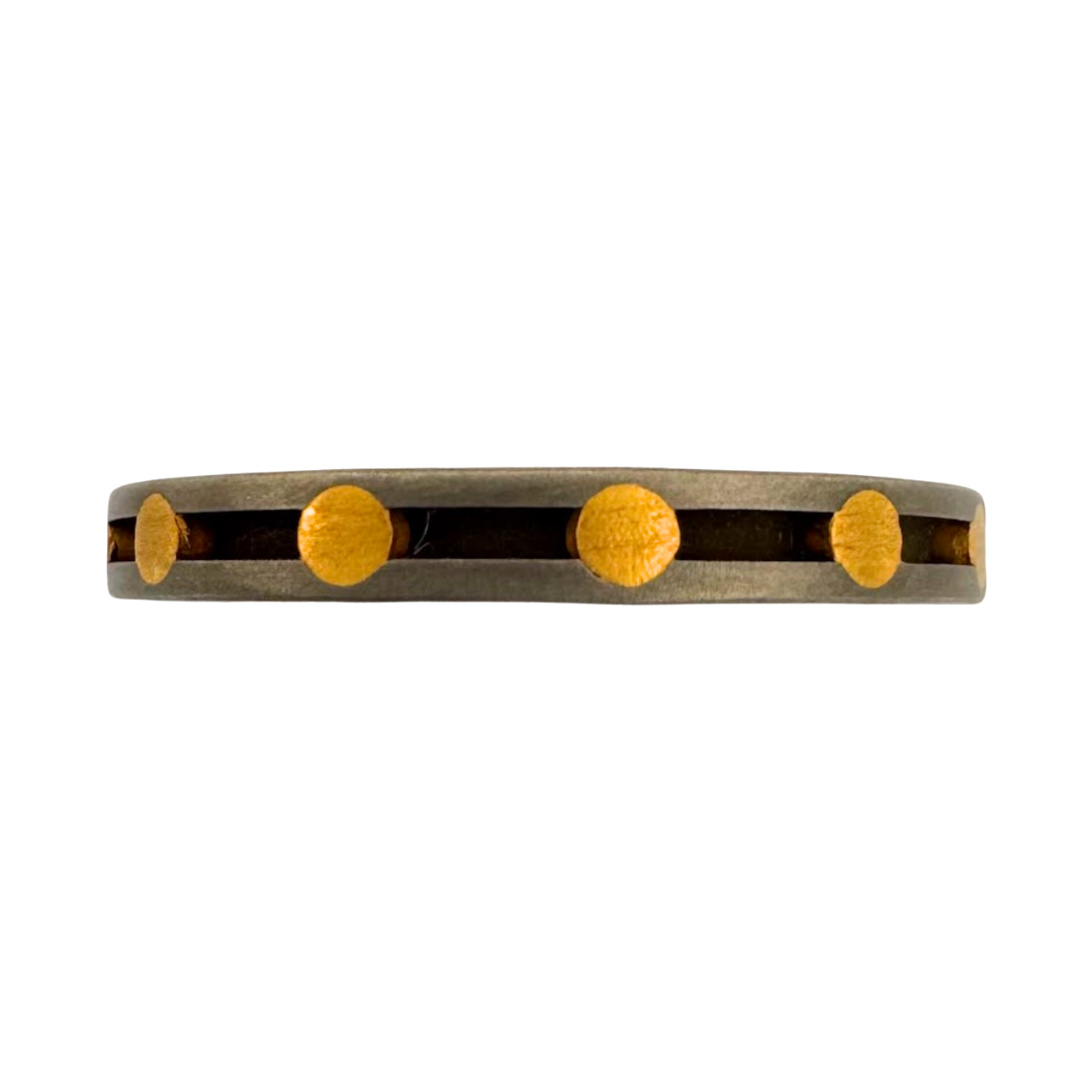Titanium single channel band with 24K gold rivets