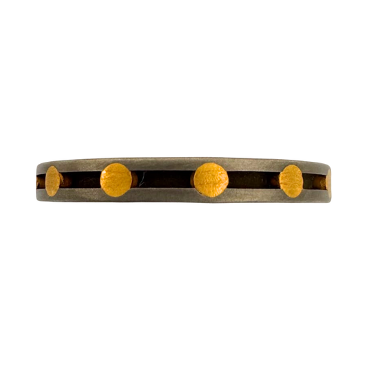 Titanium single channel band with 24K gold rivets