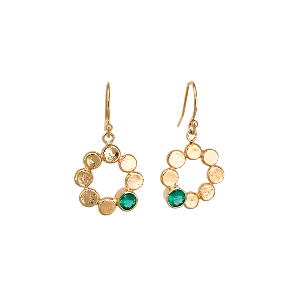 Medium Floret Dangle with Emeralds
