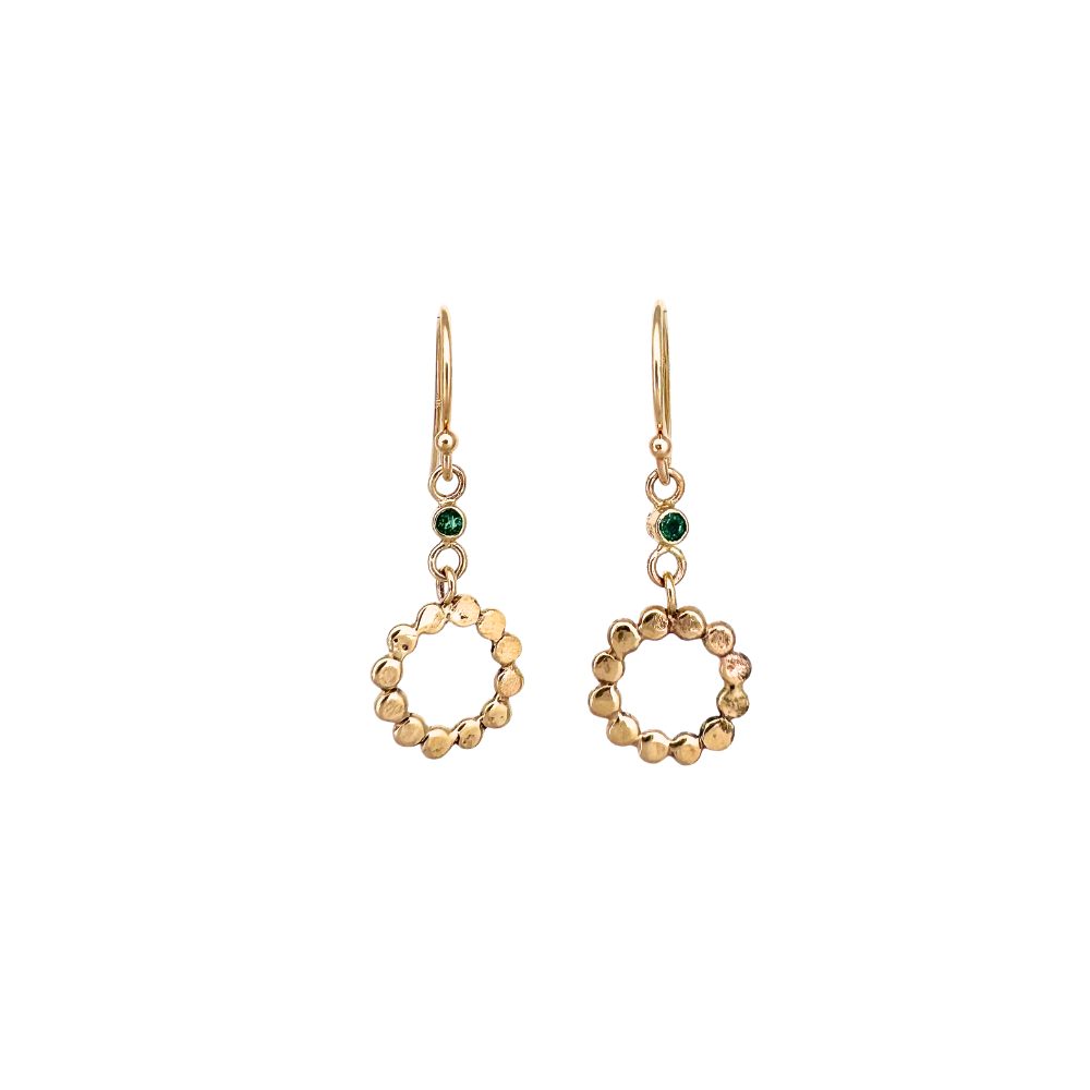 Tiny Thin Floret Dangle with Emeralds