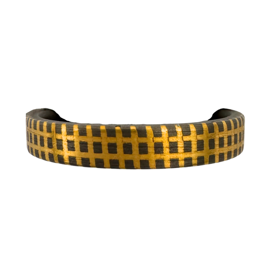 Titanium knurled and channeled band inlaid with 24K gold
