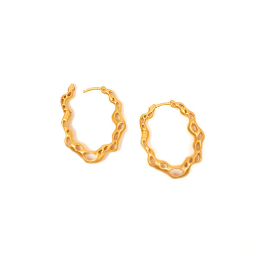 Atoll Hoops in 14KY Vermeil Bone Dry (Satin Matte Finish)
