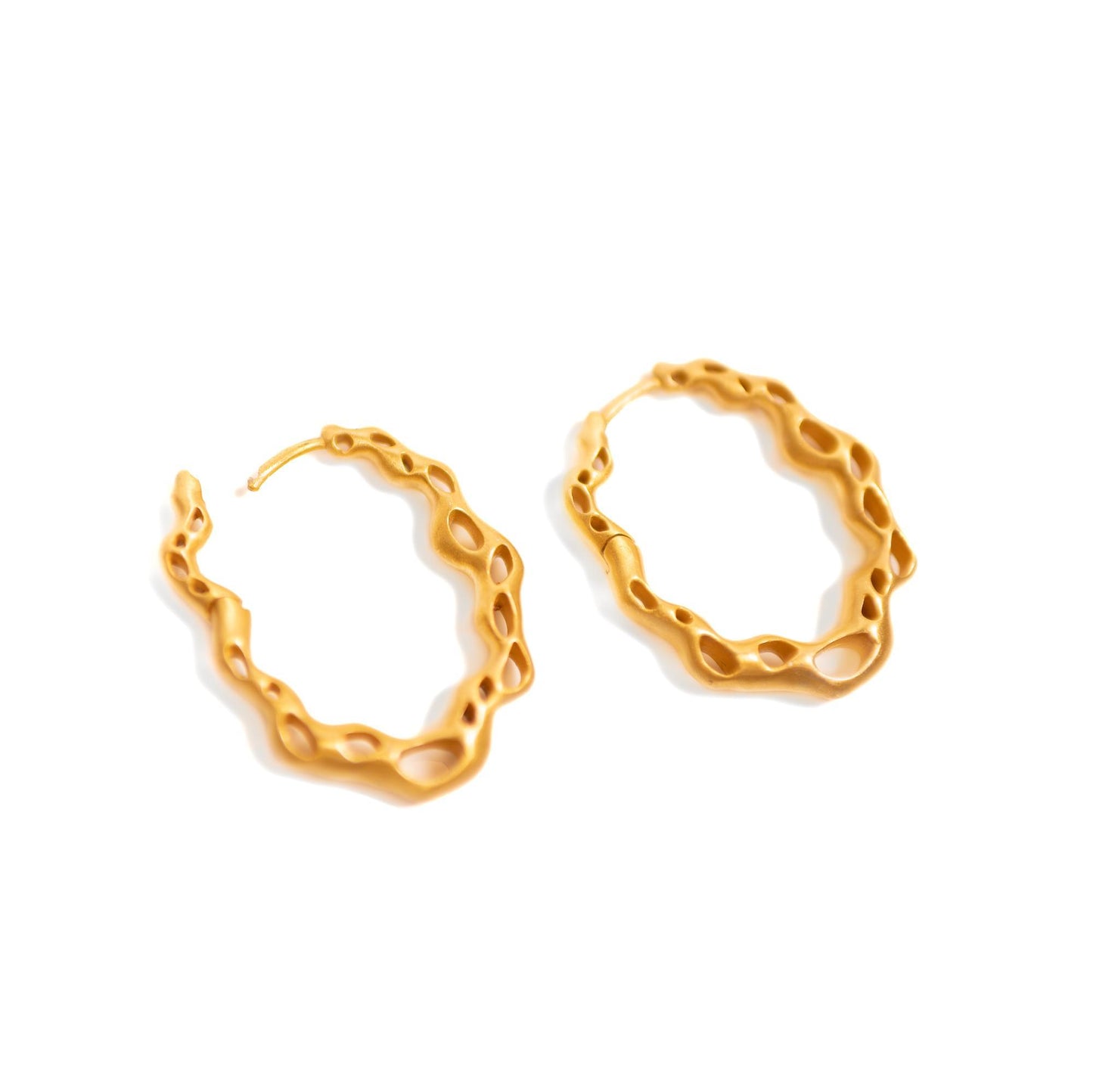 Atoll Hoops in 14KY Vermeil Bone Dry (Satin Matte Finish)