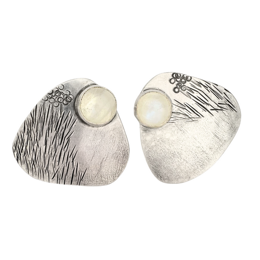 Moonstone Silver Landscape Earrings