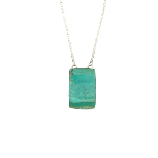 Rectangle Opalized Wood Pendant with Fish on the back