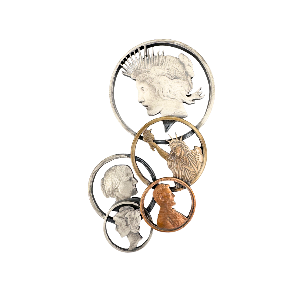 Peace Dollar Bubbles Brooch