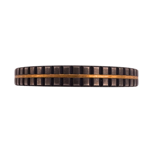 Titanium single channel knurled hobnail ring with 24K gold inlay