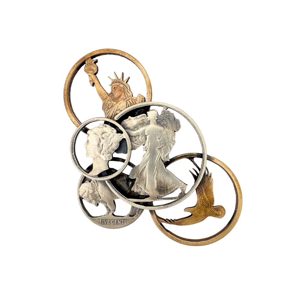 Walking Liberty Half Dollar Bubbles Brooch