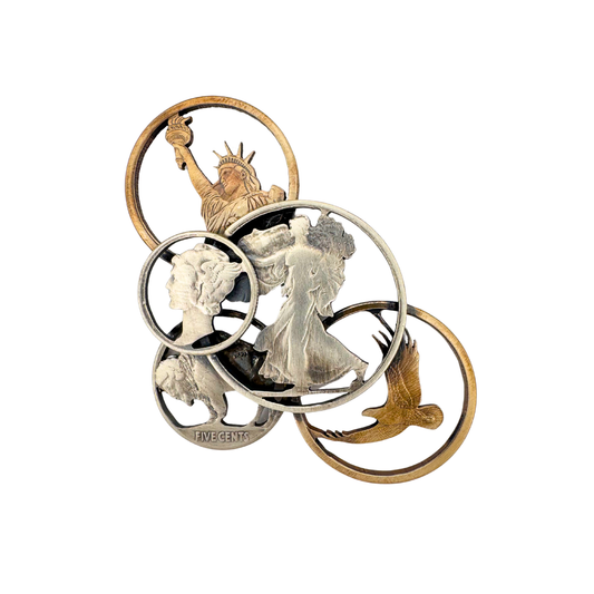 Walking Liberty Half Dollar Bubbles Brooch